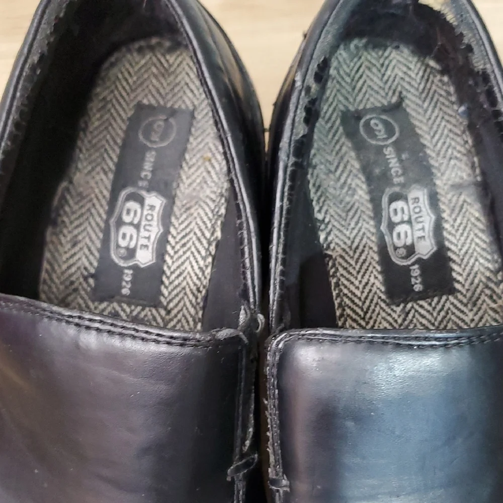 Route 66 Black Chunky Heel Platform Loafers Women's Size 9